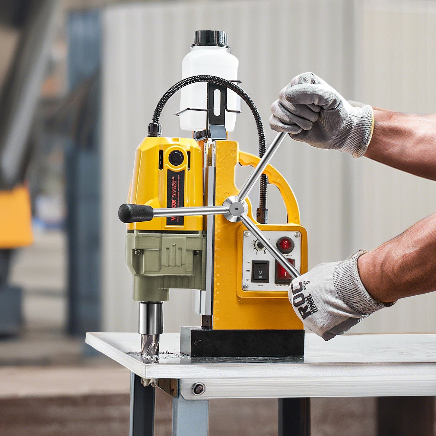 1200W Magnetic Drilling Machine with 1.6 Inch Boring Diameter - Yellow Power Tool