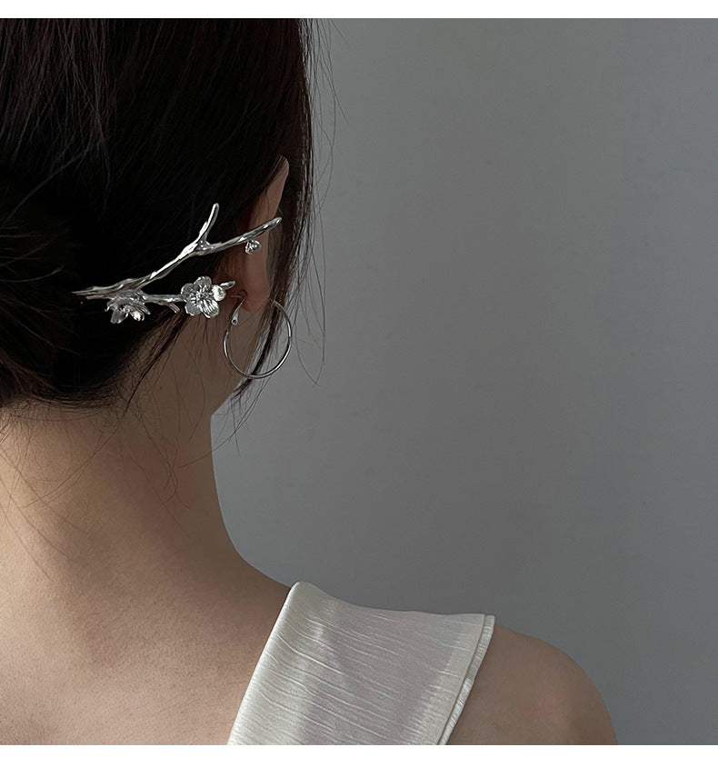 Metal Hairpin Hair Accessories for Women - Chinese Flower Design, Silver & Gun Black