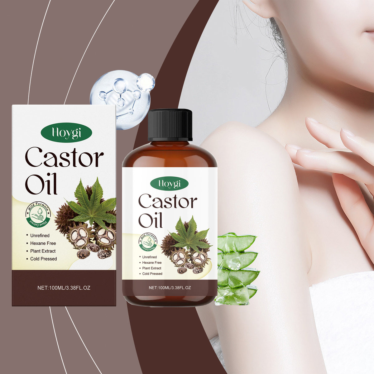 Organic Castor Oil Body Skin Nourishing And Moisturizing Eyebrow Hair