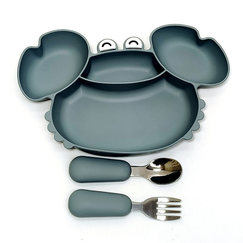 All-in-One Baby Feeding Tray with Compartments Silicone Dinnerware Set