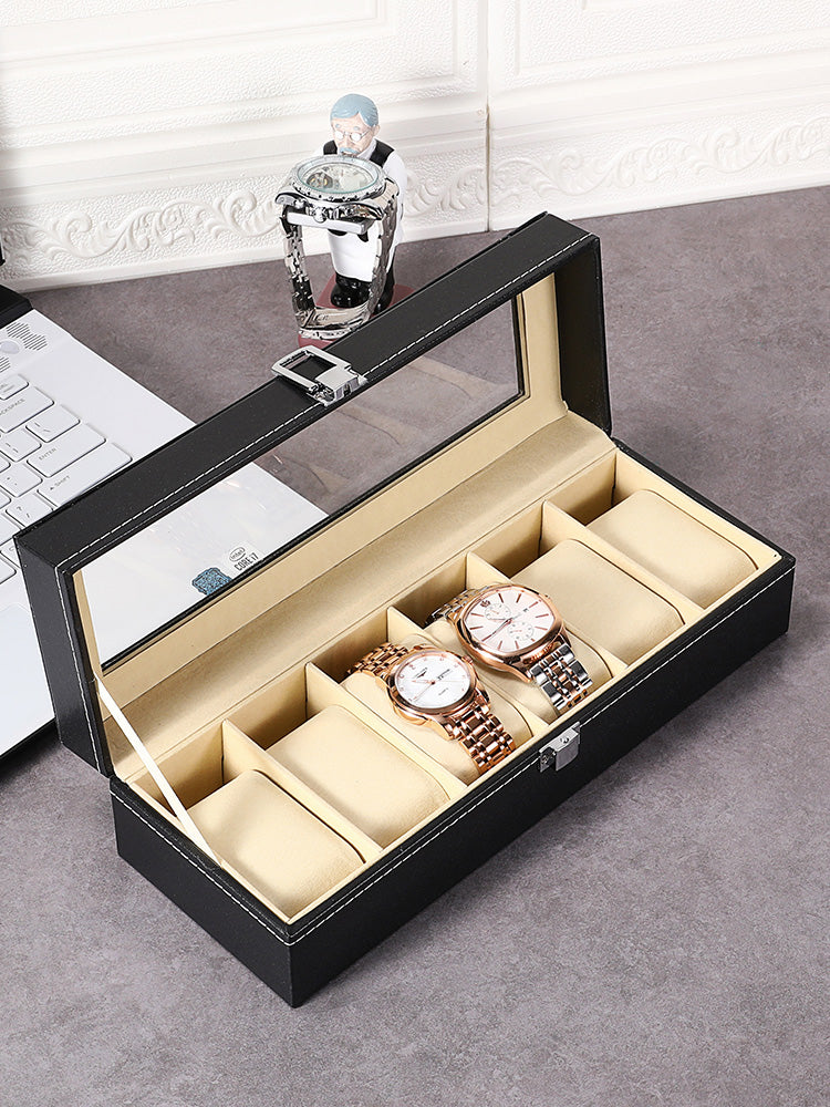 Leather Watch Storage Box with Multiple Compartments - Creative Home Organizer
