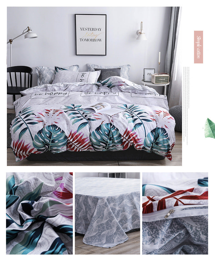 Aloe Cotton Bedding Sheets Set - Four-Piece Bed Linen for Home