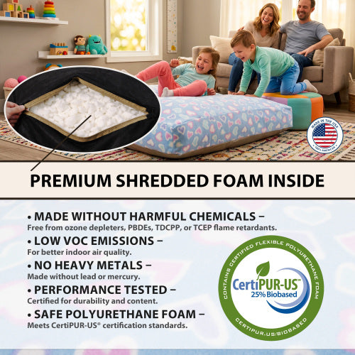 Sensory Crash Pad for Kids & Adults - Removable, Washable, Foam Blocks, Non-Slip, 60" x 60"