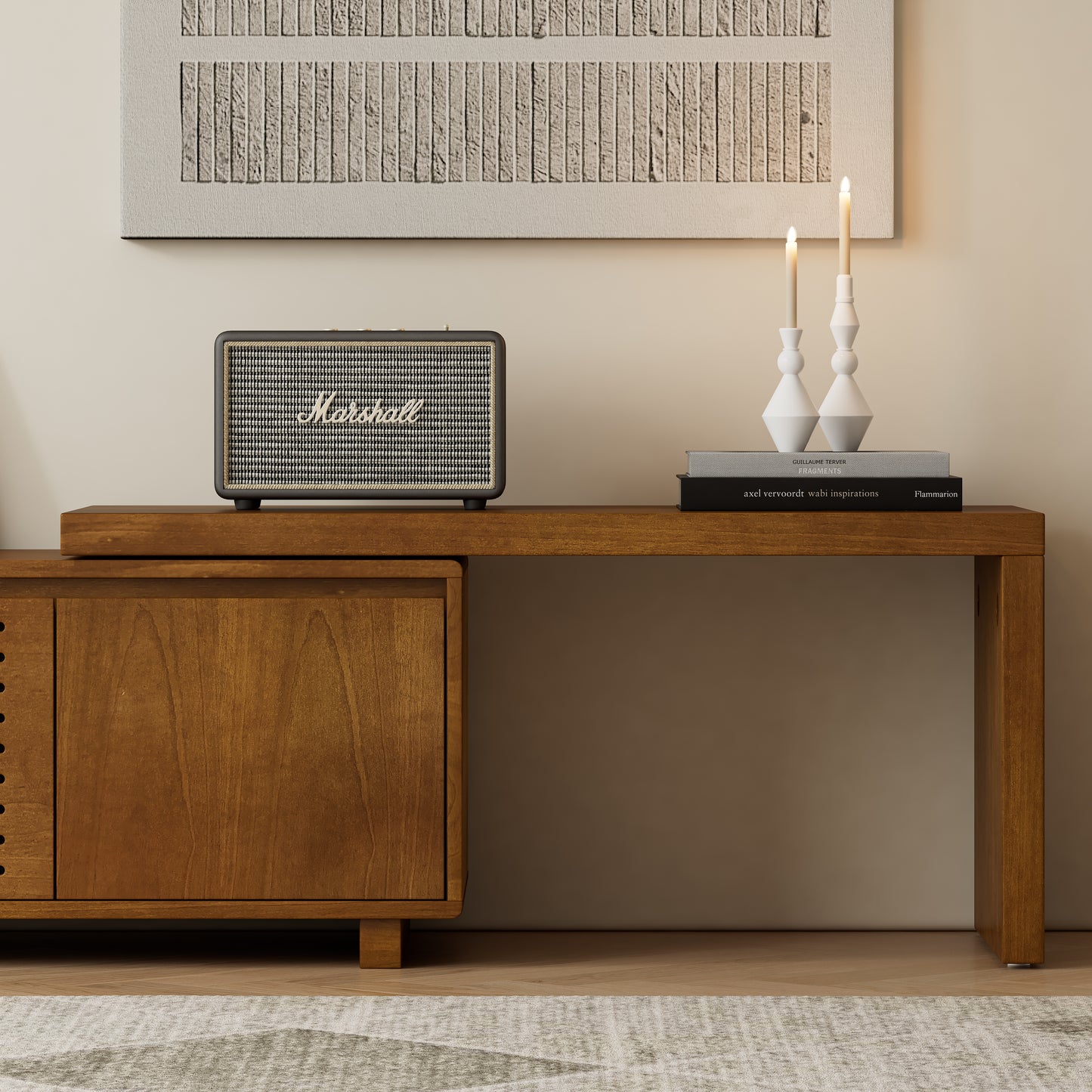63" Mid-Century Modern Extendable TV Stand - Brown Ebony