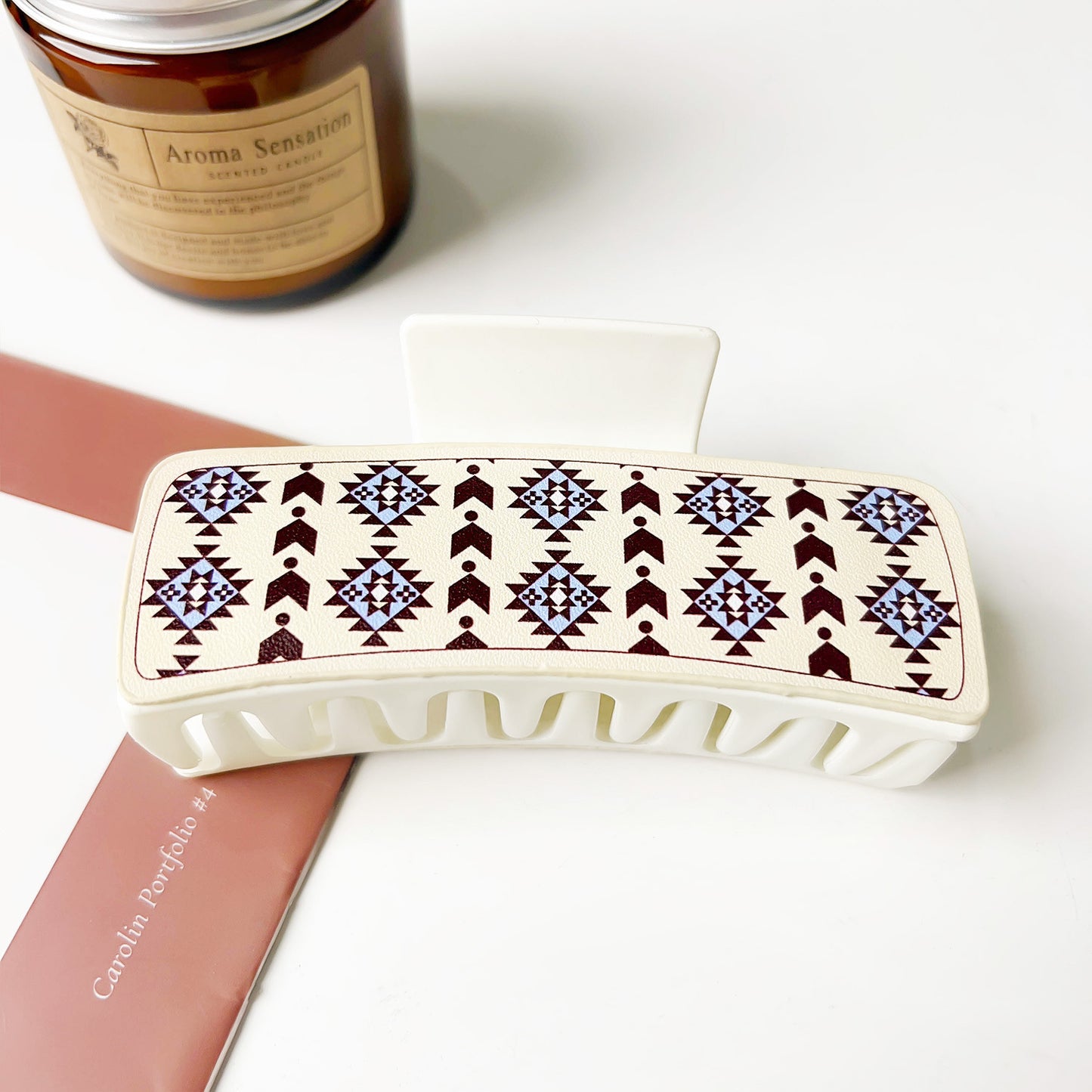 Western Denim Style Leather Hair Barrettes with Retro Printed Designs
