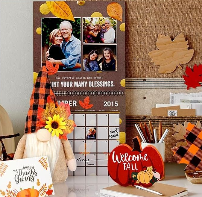 Autumn Gnome Tiered Tray Decor Set with LED Lights & Cards