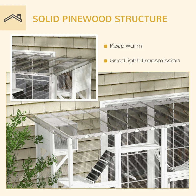 Large Outdoor Cat Window Box with Shelves & Bridges - Weather-Resistant Pet Enclosure