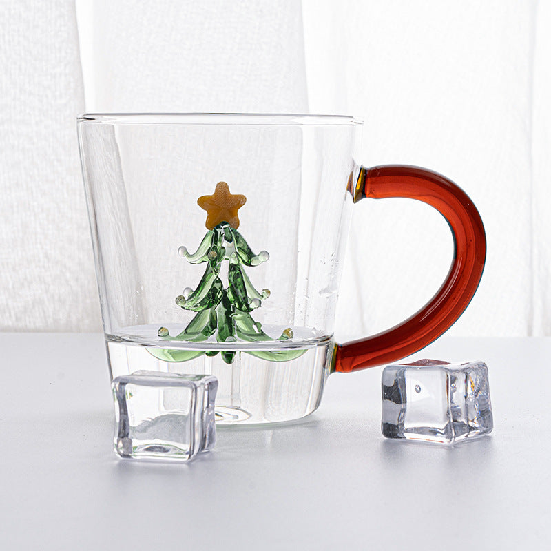 Creative Glass Transparent 3D Shape Drinkware with Handle for Holiday Decor