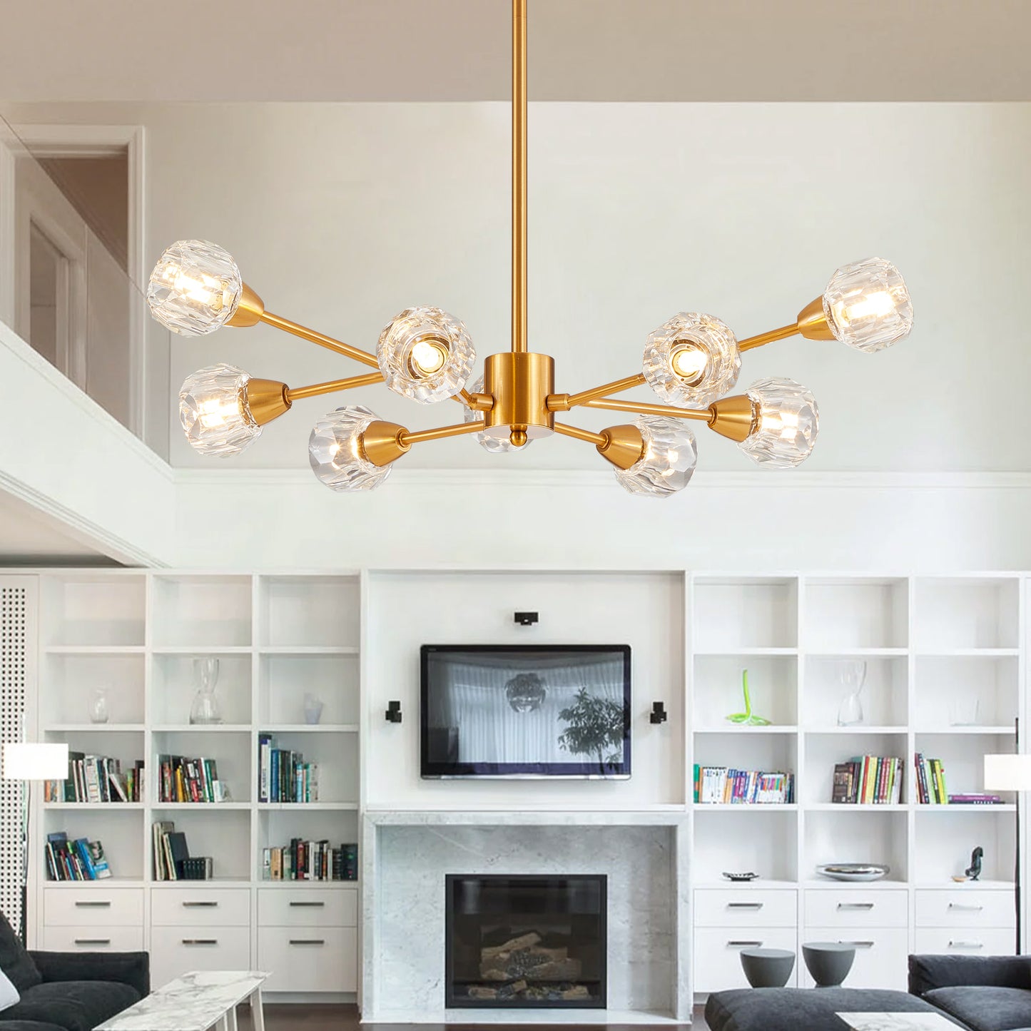 Modern Crystal Chandelier - 9 Lights for Living Room & Dining Room