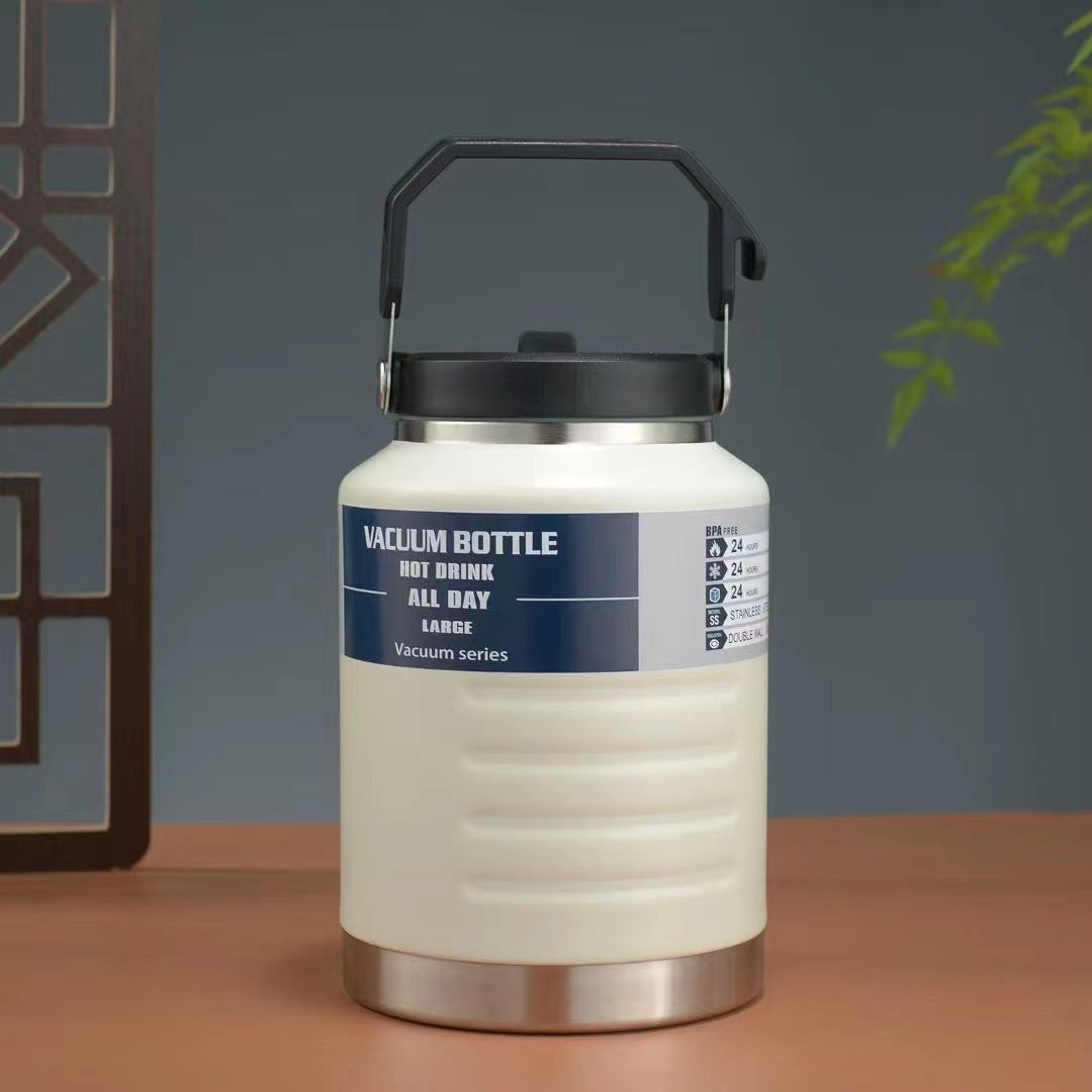 Large Capacity Insulated Ice Bucket Mug - Outdoor Thermal Barrel with Straw
