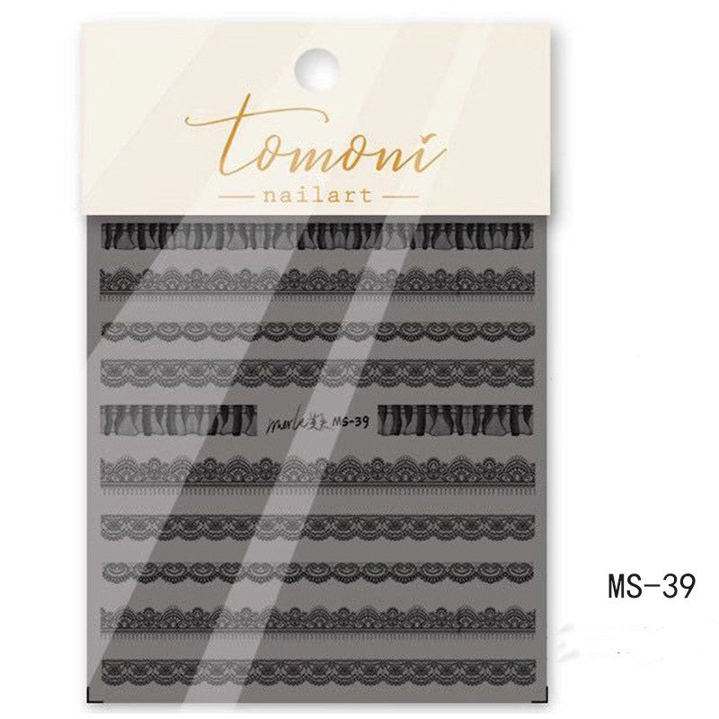 Lace Embossed Nail Stickers – Black & White Decals