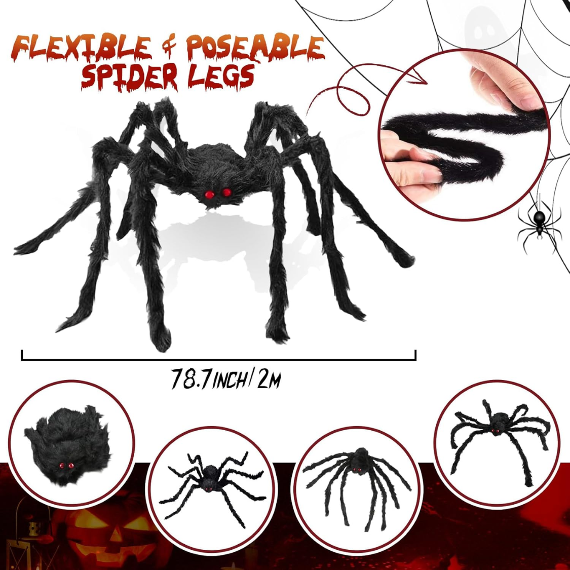 Giant 6.6 Ft Furry Spider Halloween Decoration - Outdoor & Indoor