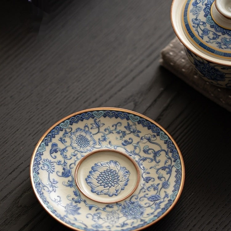 Elegant Blue and White Ru Ware Tea Cup Set with Multiple Variants