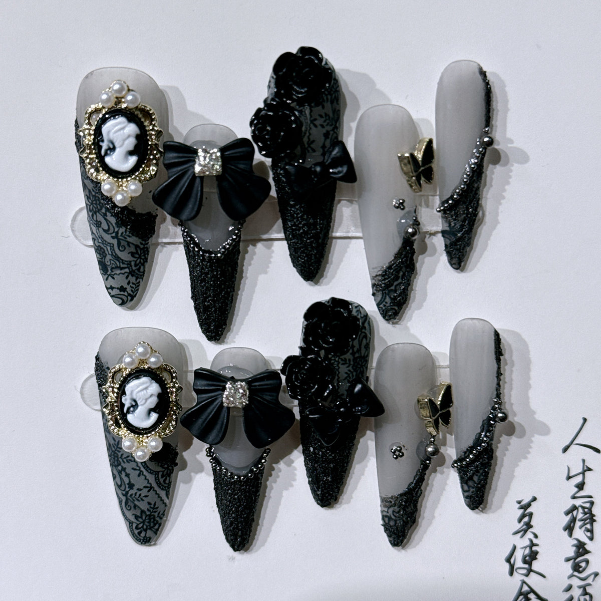Baroque Beauty Head Camellia Nail Stickers for Nail Art & Decor