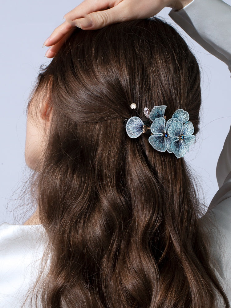 Embroidered Butterfly Flower Hairpin Clip