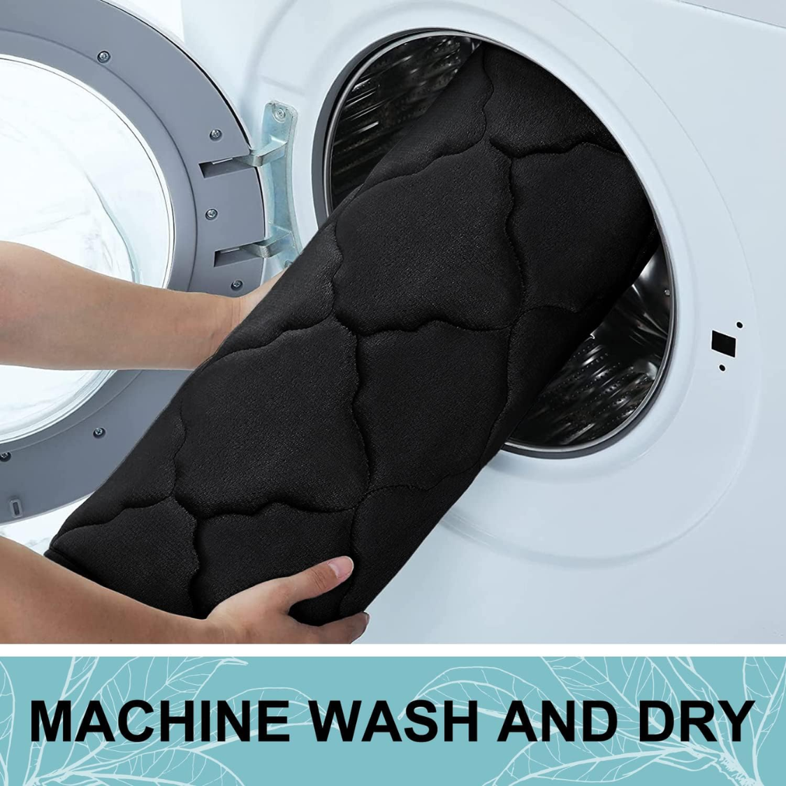 Memory Foam Bath Mat - Ultra Soft, Non-Slip, Machine Washable - Black