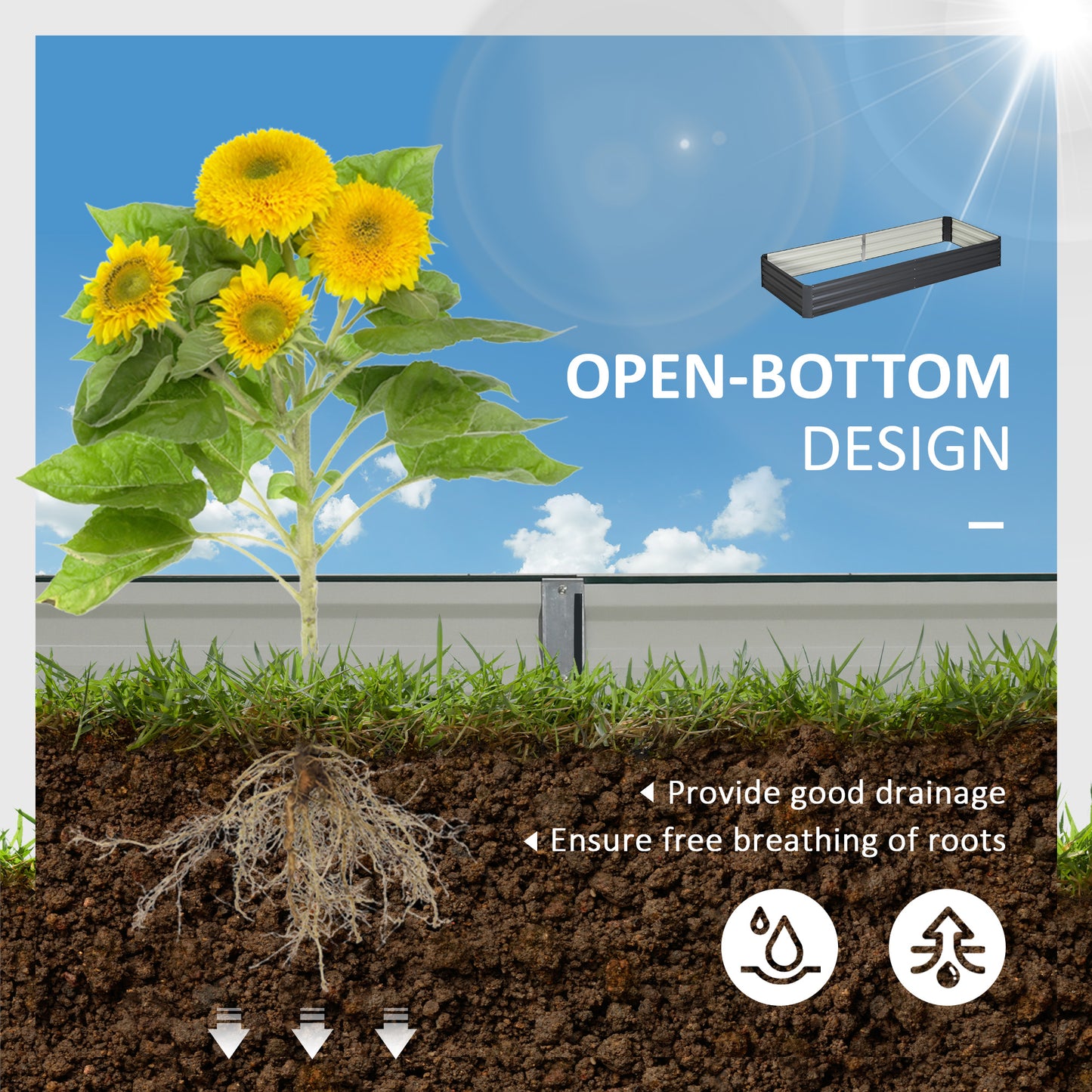 Galvanized Raised Garden Bed 95x36x12 Inches for Flowers Herbs & Vegetables