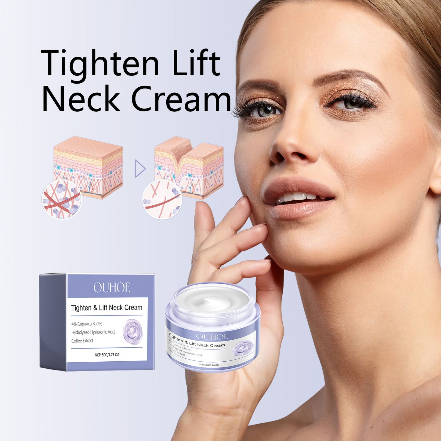 Neck Firming Cream - Anti-Aging Moisturizer for Sagging Skin and Wrinkles