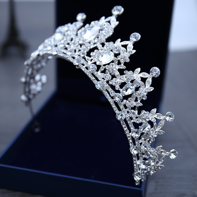 Bridal Crown Necklace Headpiece Set with Rhinestone - Silver