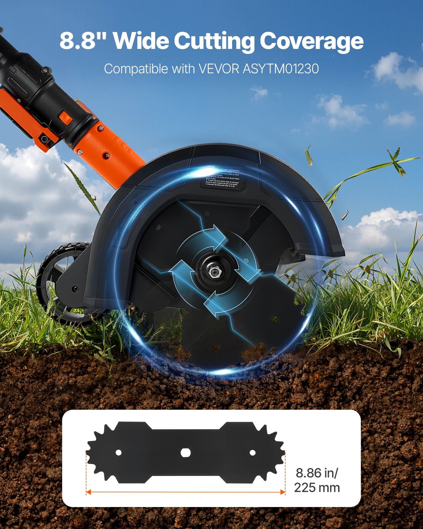Electric Edger Blades 8.8-inch 3-Pack for Lawn Edgers - High-Carbon Steel, Multi-Serrated Edge, Compatible with VEVOR ASYTM01230