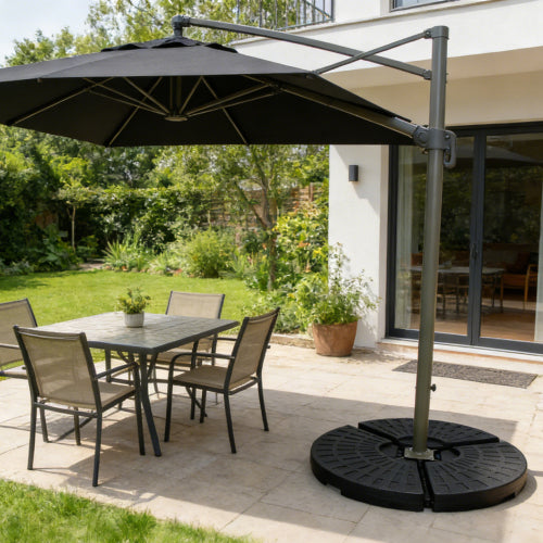Heavy-Duty Fan-Style Cantilever Umbrella Base, 4-Panel Refillable