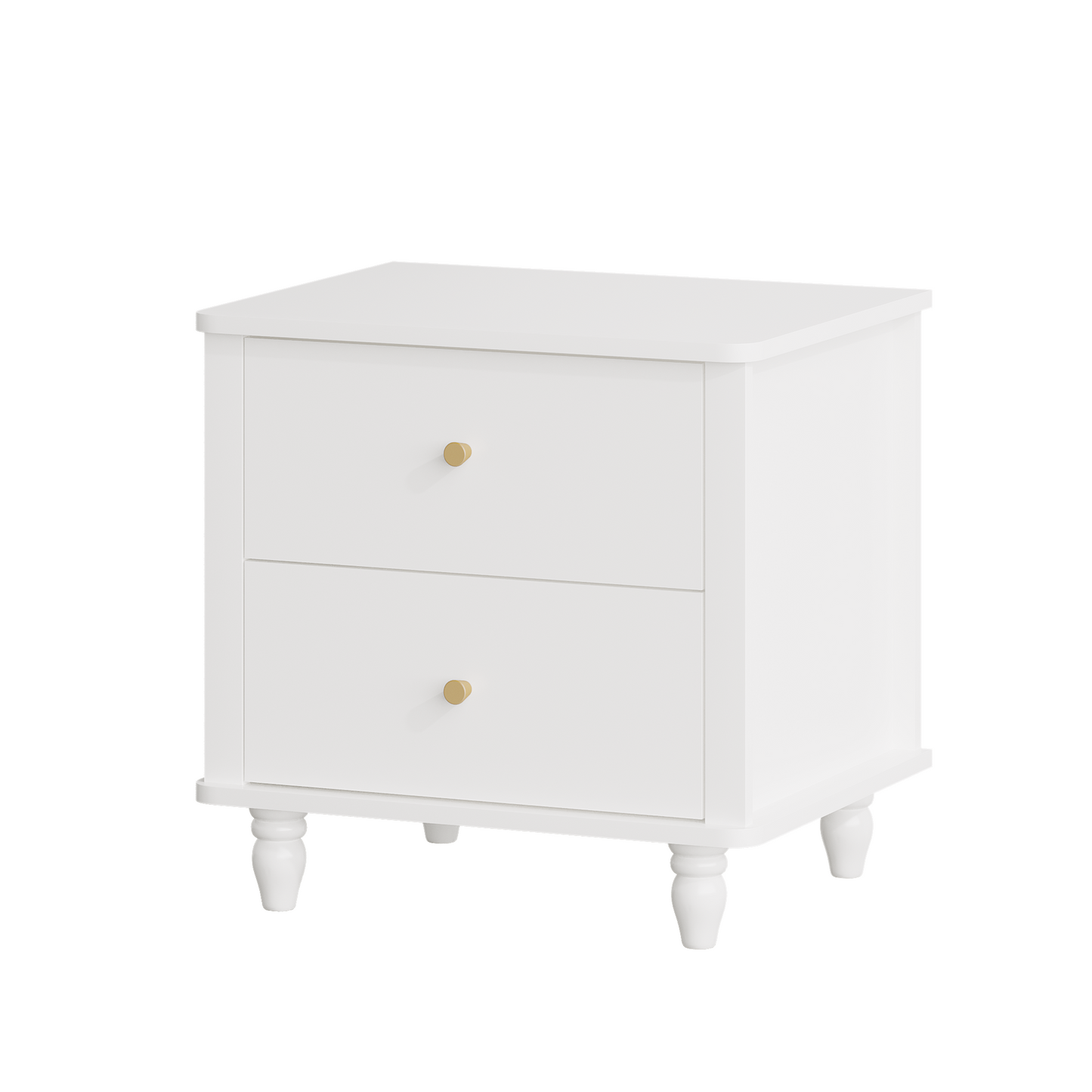 Modern White 2-Drawer Nightstand - MDF Bedside Table