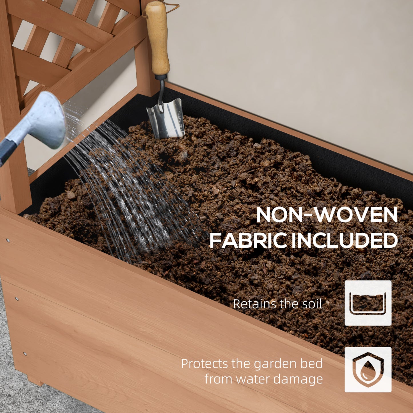 Outdoor Raised Garden Bed with Trellises and Roof - 70.75 Inch Wooden Planter Box
