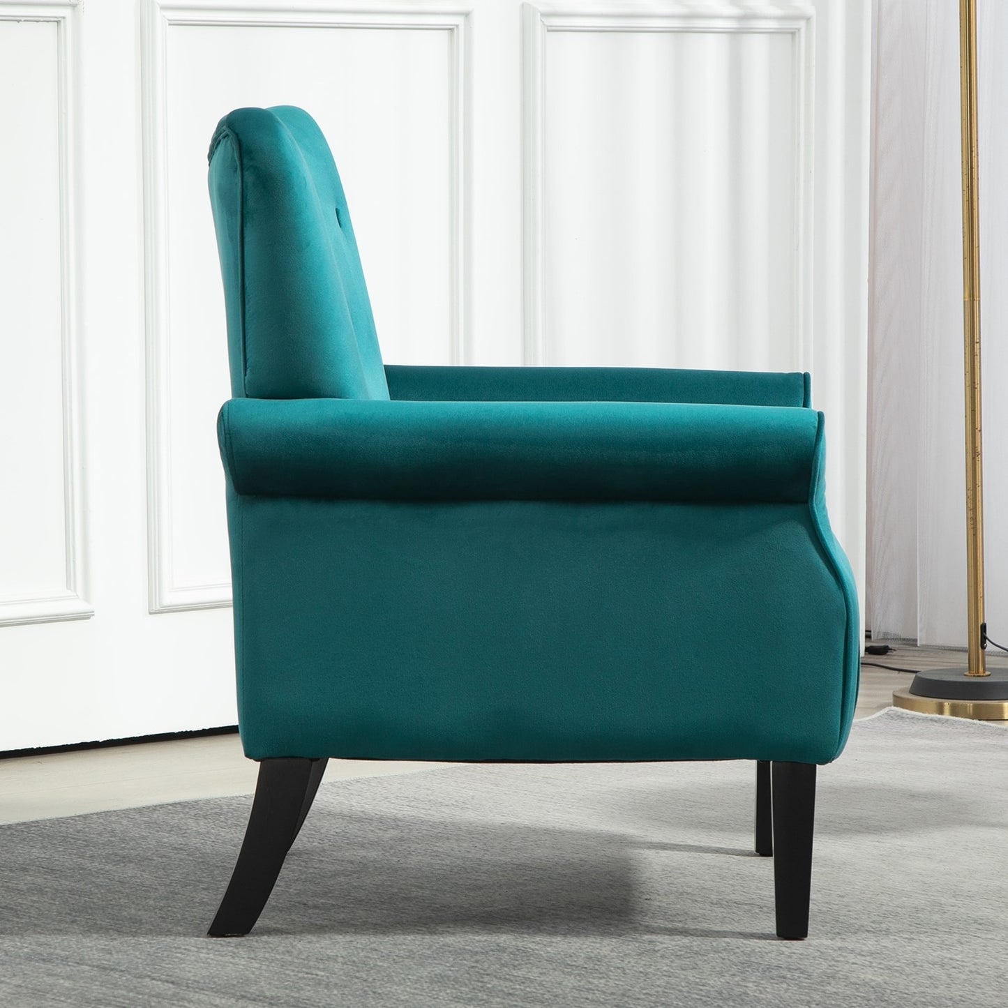 Mid-Century Modern Wingback Accent Chair, Upholstered Fabric Armchair