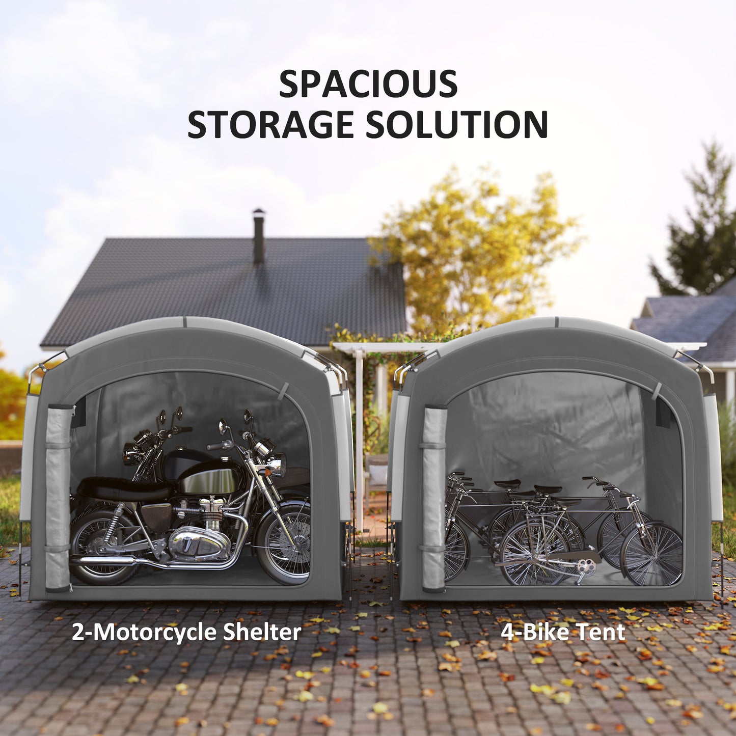 Portable Waterproof Bike Storage Shed for 3-4 Bicycles - Dark Gray