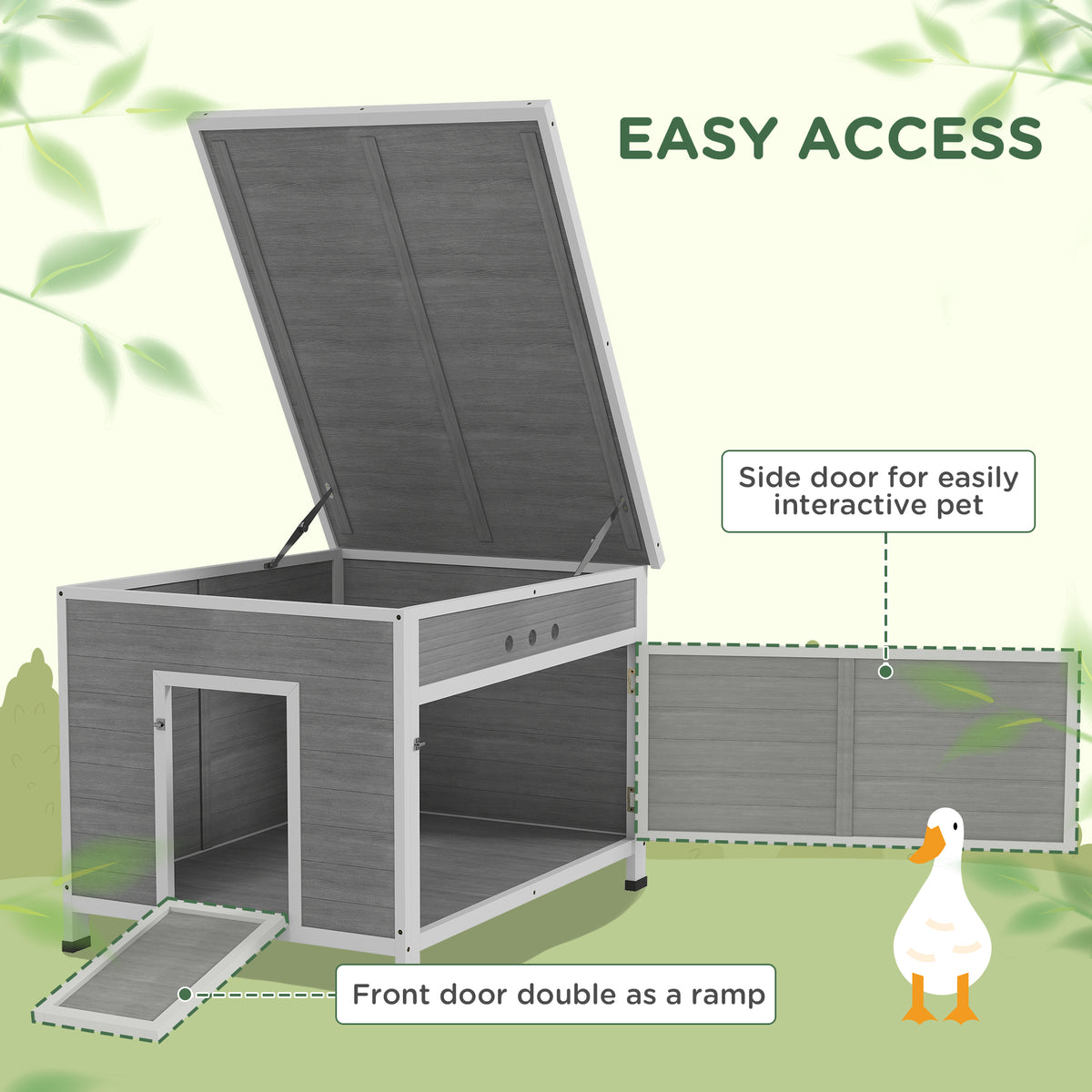 Wooden Duck Coop with Openable Roof and Removable Floor - 30x38 Inches
