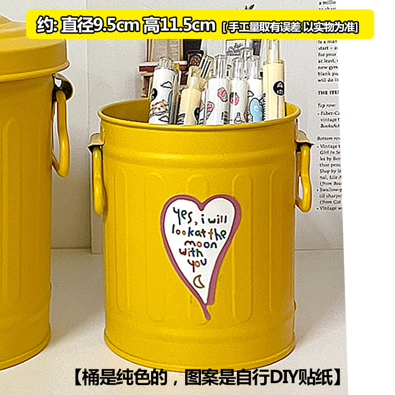 Multi-Color Iron Bucket Pen Holder Storage Organizer for Desk & Makeup
