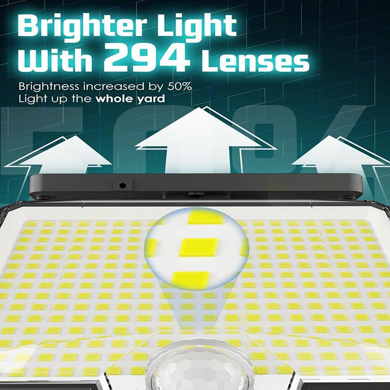 2-Pack Solar Motion Sensor Floodlights 2600 Lumens IP67 Waterproof Outdoor Lighting