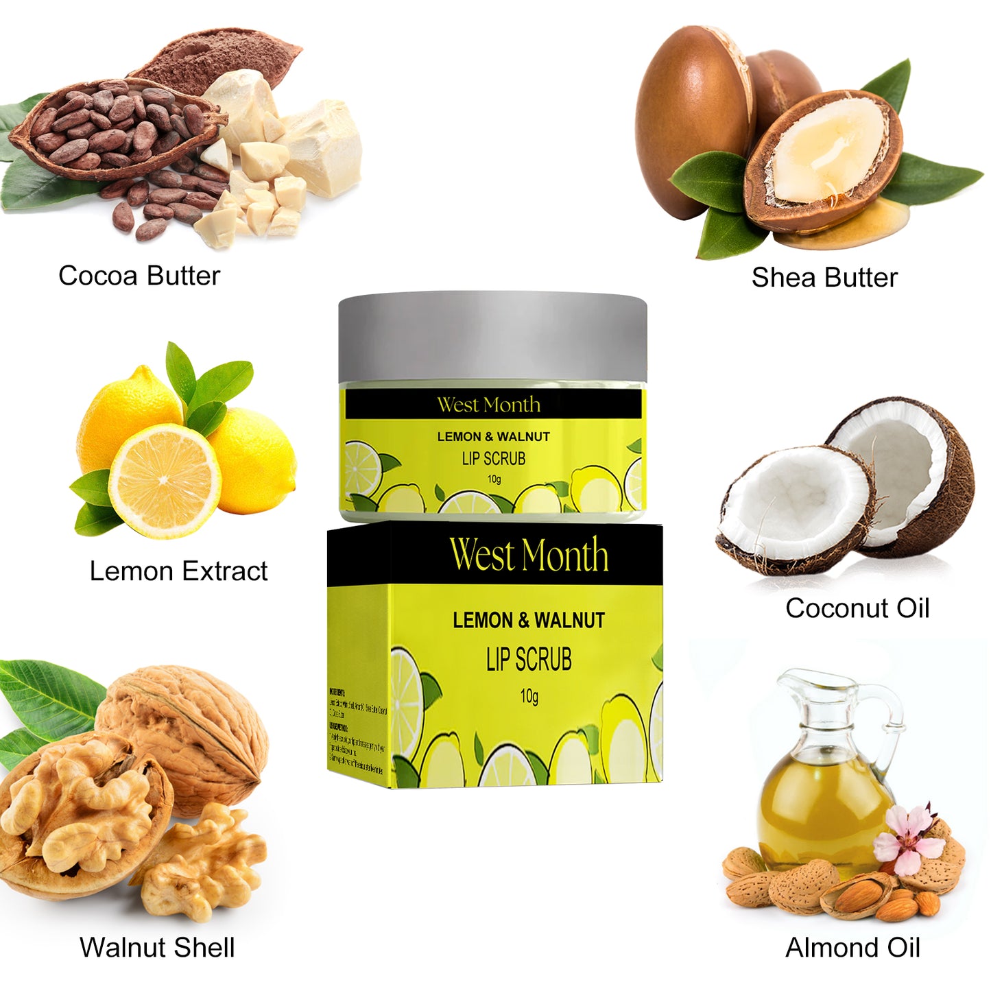 Exfoliating Lip Scrub with Lemon Extract & Almond Oil - 10g