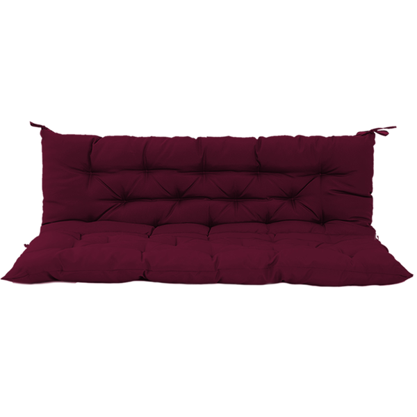 60-Inch Waterproof Outdoor Swing Cushion with Backrest - Claret Red
