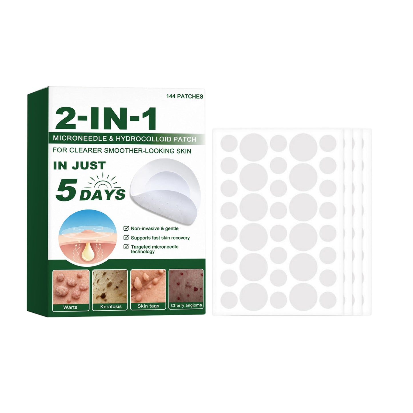 Microneedle Hydrocolloid Acne Patch Set - 144 Patches for Skin Healing