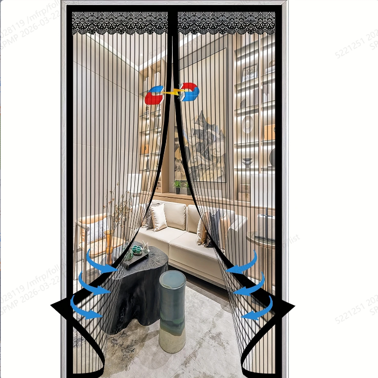 Magnetic Mosquito Door Curtain with Storage Strap, Breathable Screen for Home & Outdoor Use