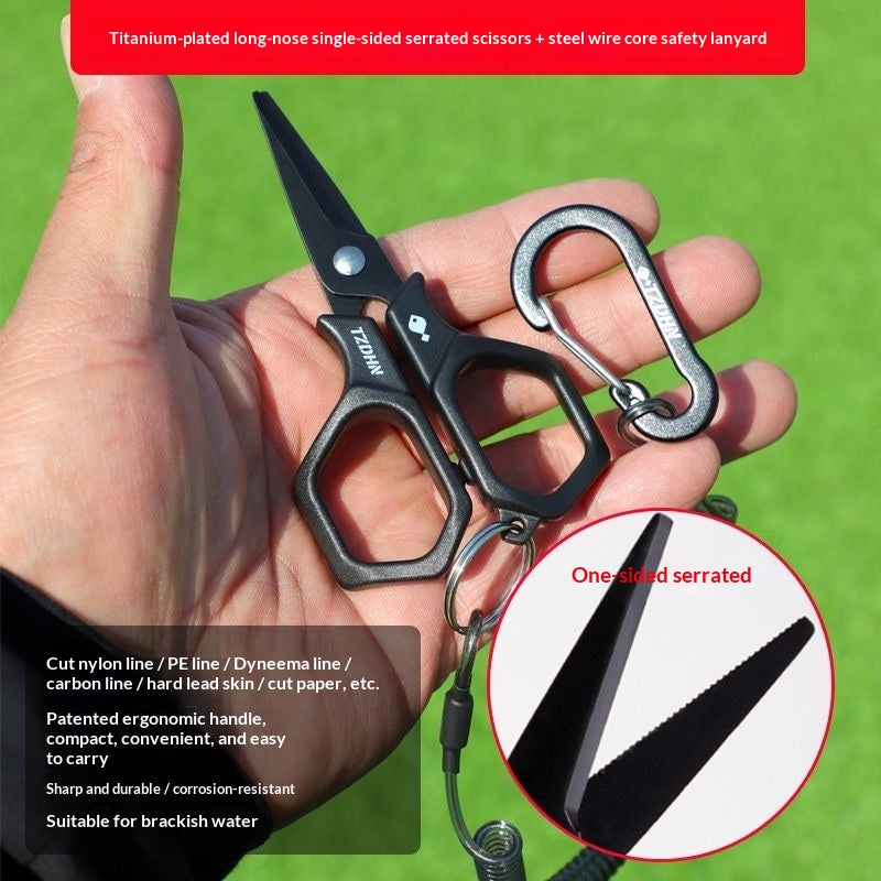 Multi-Function Stainless Steel Fishing Scissors with Safety Lanyard