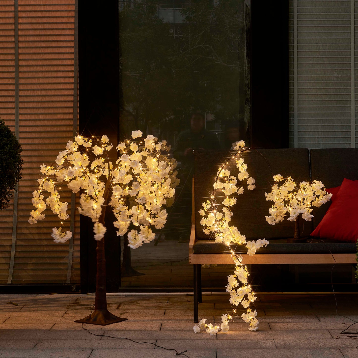 Cherry Blossom Tree LED Light with Simulated Petals - 18-Inch