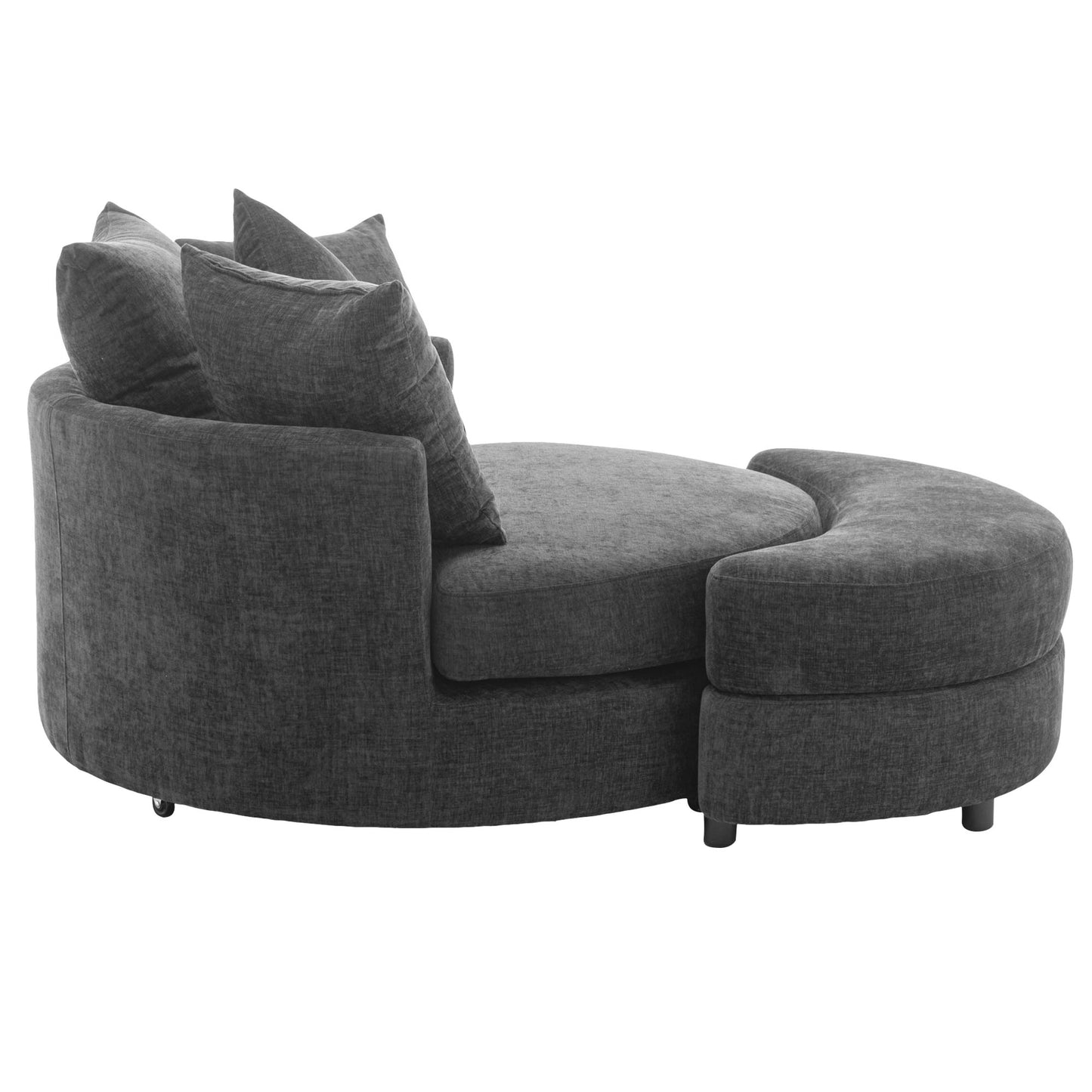 360° Swivel Accent Barrel Chair with Storage Ottoman & 4 Pillows - Gray