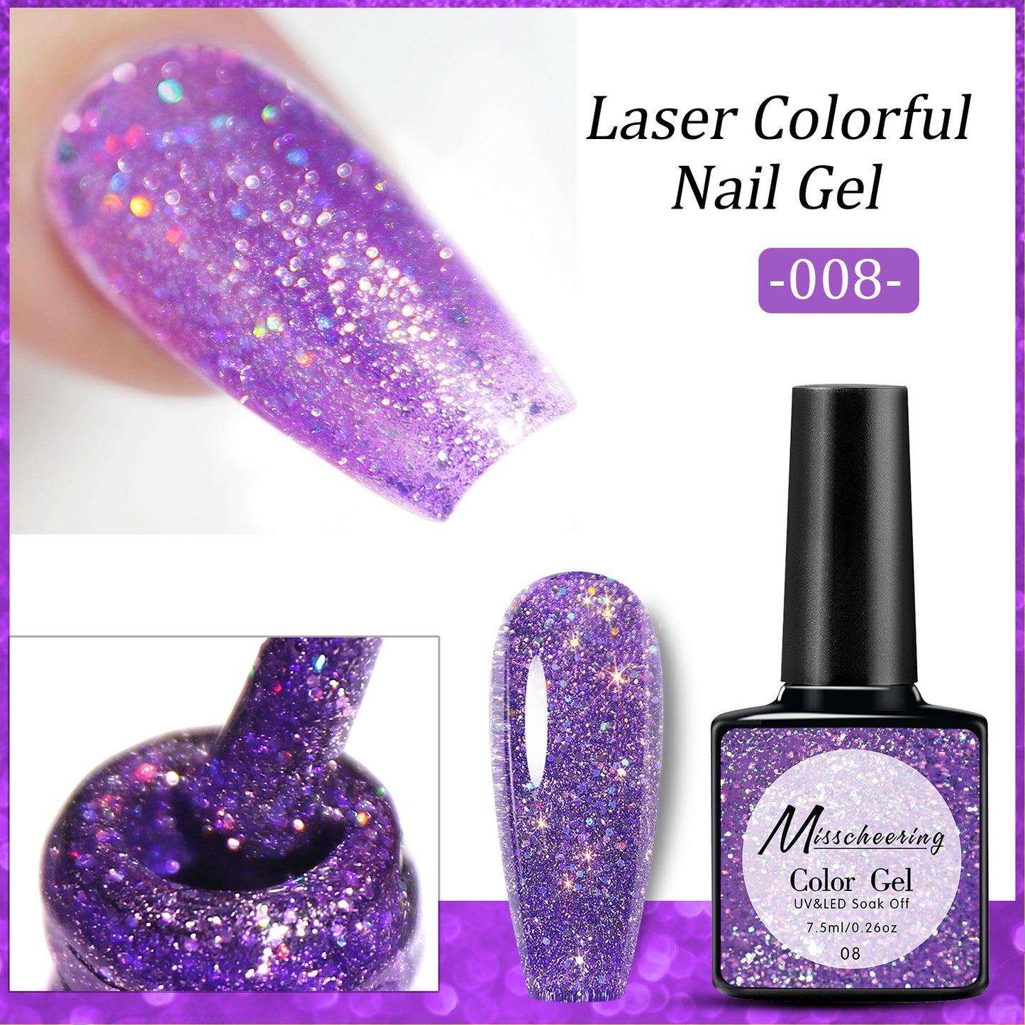 Diamond Sequins Glue for Nail Art - Gradient UV Polish & Glitter Embellishments