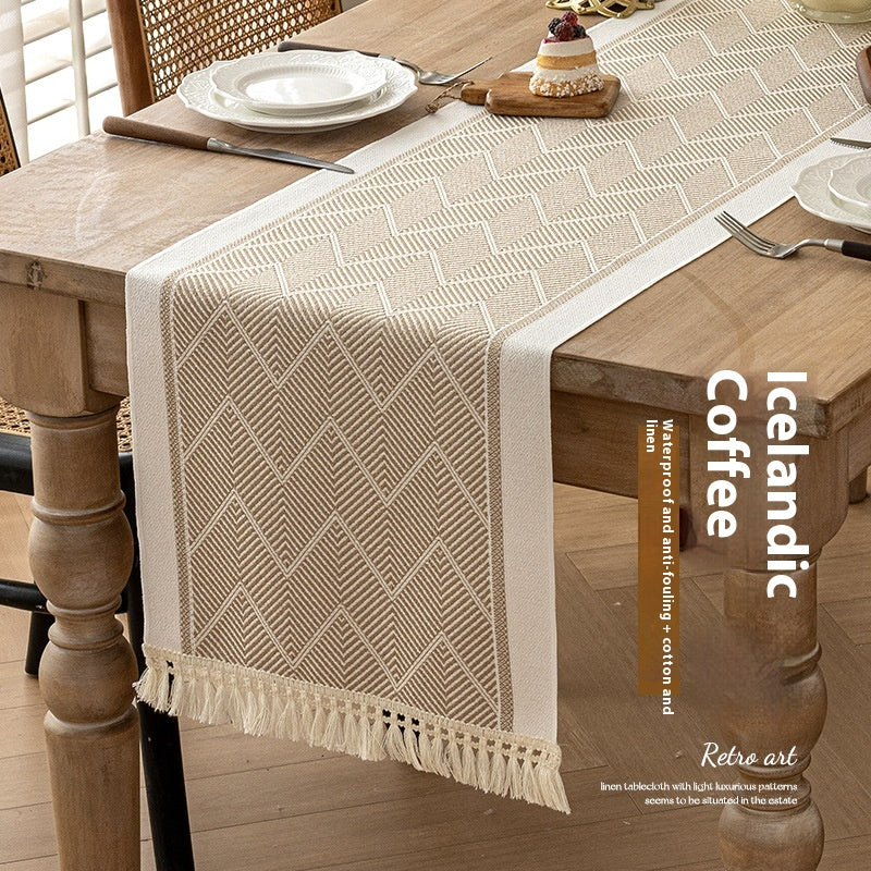 Cotton Linen Dining Tablecloth for Kitchen & Dining - Long Size