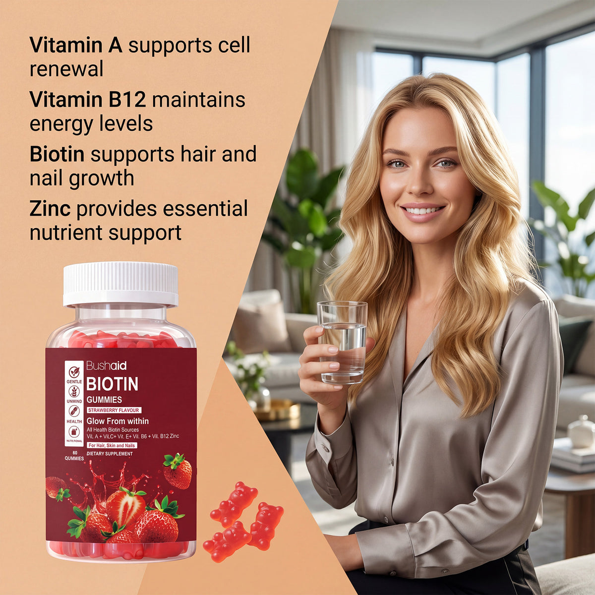 Multivitamin Gummies with Collagen & Zinc – 60 Count