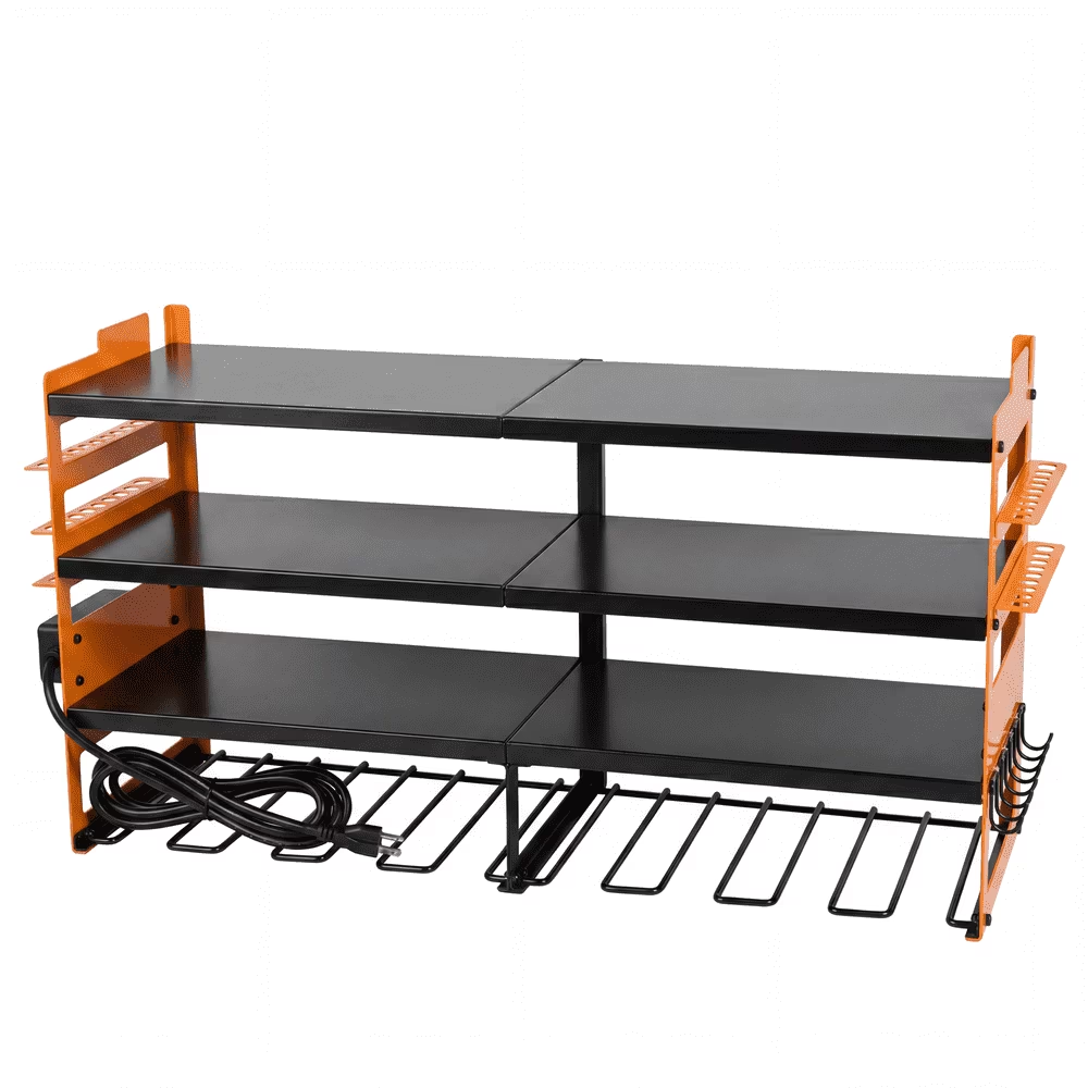 Wall-Mounted Electric Tool Storage Rack with Charging Station