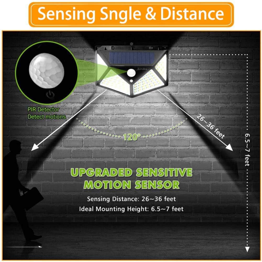 Outdoor Solar Motion Sensor Wall Lights 2-Pack Waterproof Security Lamps