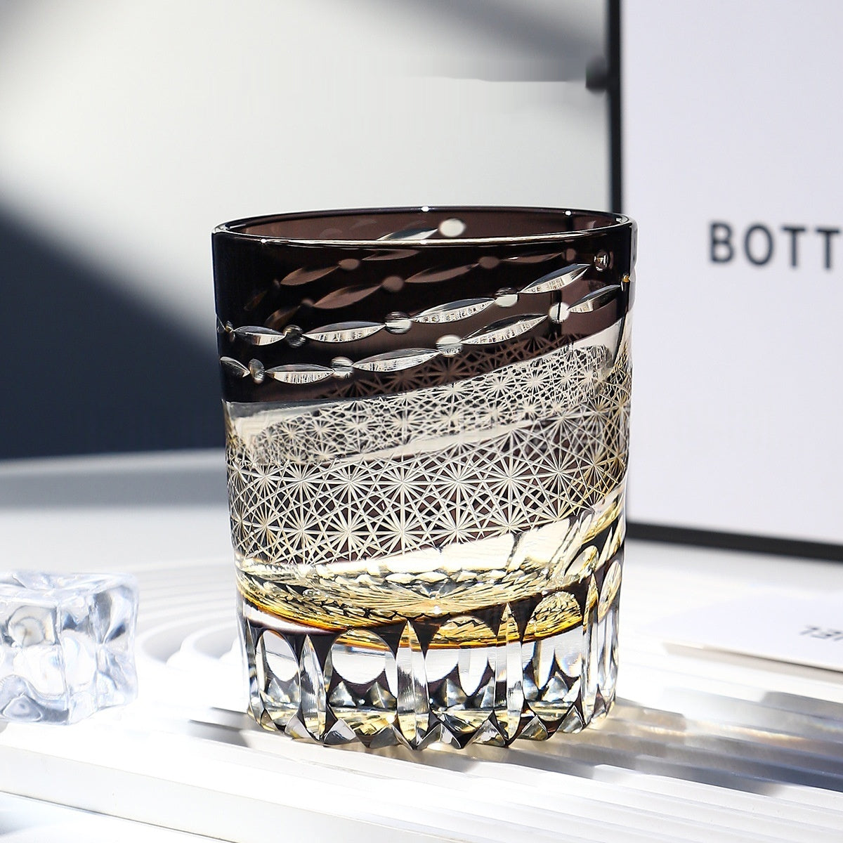 Whiskey Glass Set - Carved Lead-Free Crystal Liquor Drinkware