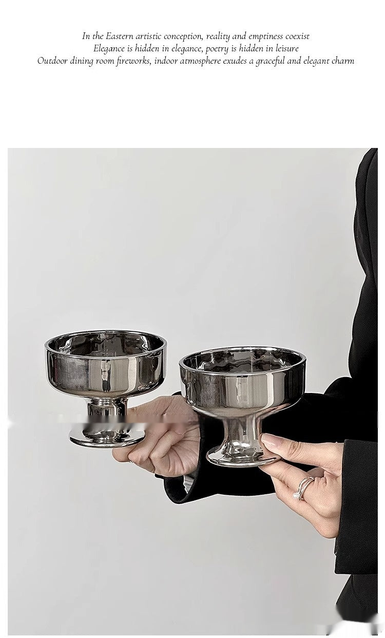 200ml Glass Pudding Ice Cream Cup – Silver, Korean Style, Food & Drinkware
