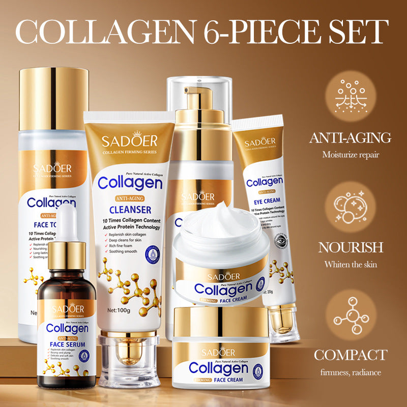 Collagen Facial Care Set - Firming Moisturizing & Hydrating Skincare 6-Piece Collection
