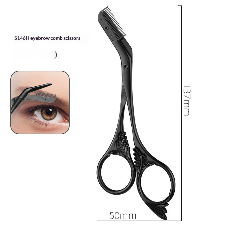 Stainless Steel Eyebrow Scissors with Comb - Precision Grooming Tool