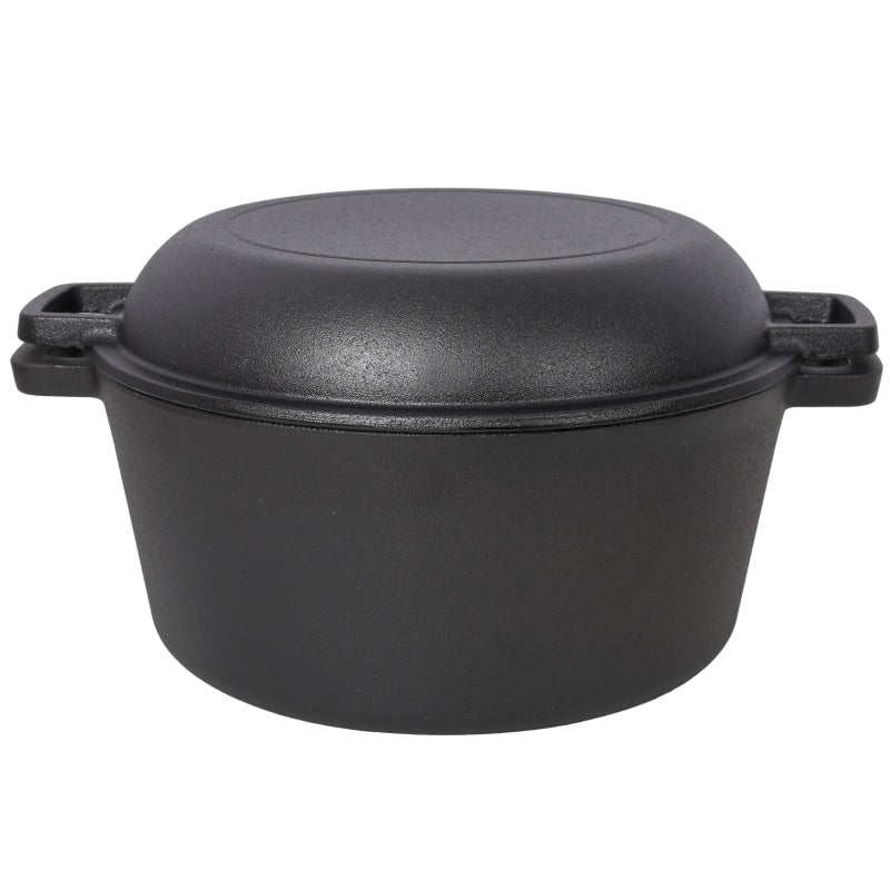 Pre-Seasoned Cast Iron Dutch Oven with Dual Handles - Black