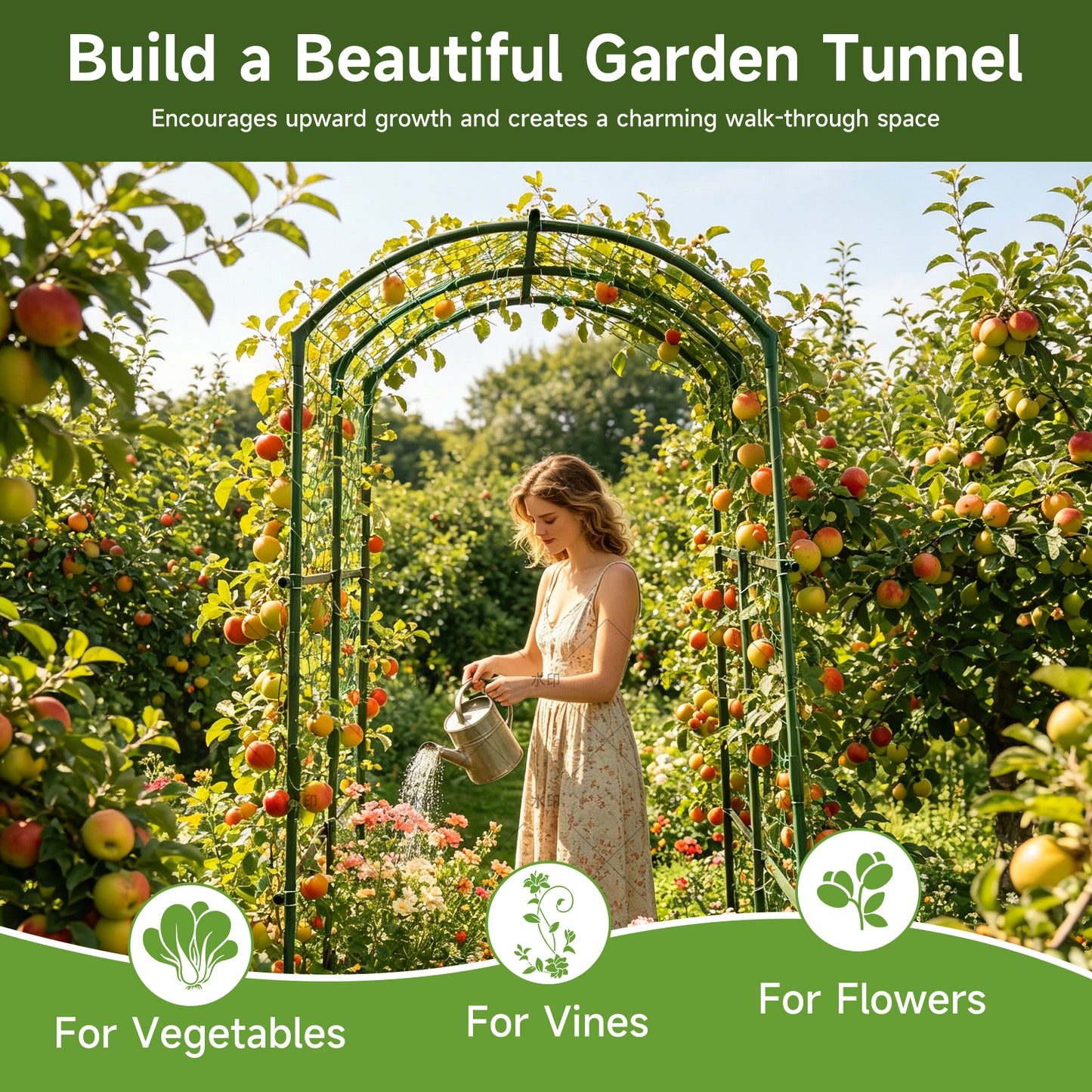 Heavy Duty Metal Garden Arch Trellis - Adjustable Climbing Support